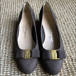 Salvatore Ferragamo Size 6.5 Brown Suede Low Heel